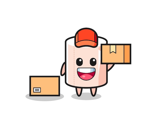 Mascot Illustration of tissue roll as a courier , cute design