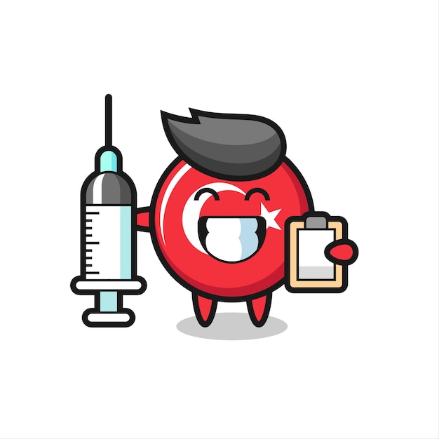 Mascot Illustration of turkey flag badge as a doctor