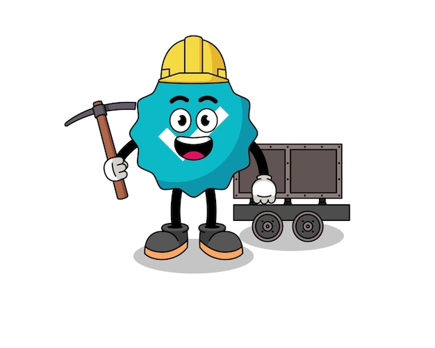 Mascot Illustration of verified sign miner character design