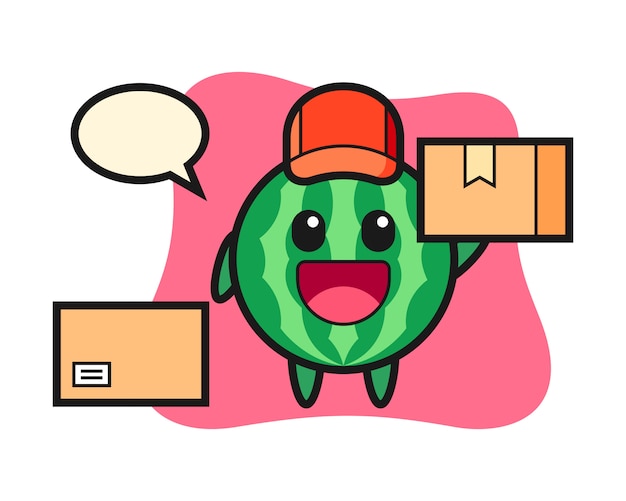 Vector mascot illustration of watermelon as a courier