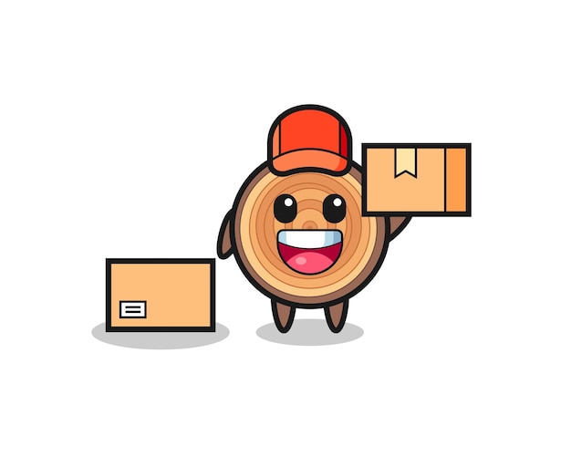 Mascot Illustration of wood grain as a courier