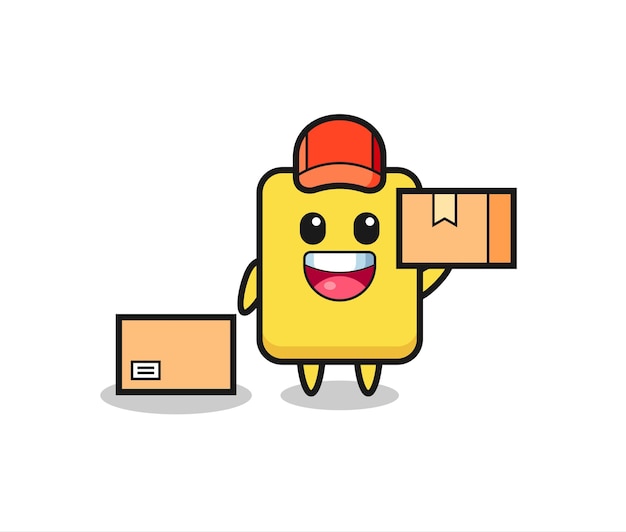 Mascot illustration of yellow card as a courier