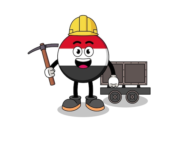 Mascot Illustration of yemen flag miner