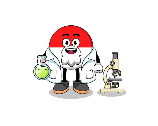 Mascot of indonesia flag as a scientist character design