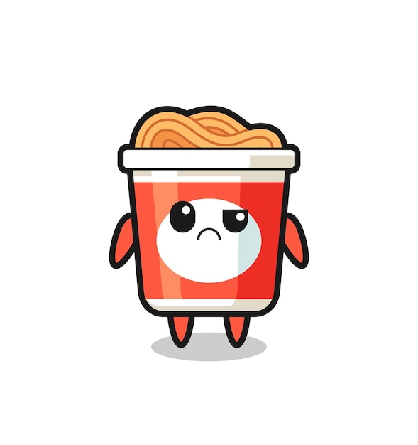 The mascot of the instant noodle with sceptical face