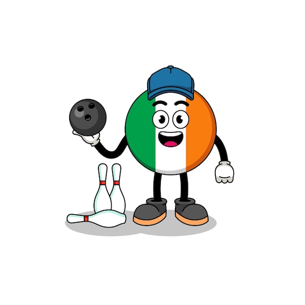 Mascot of ireland flag as a bowling player character design