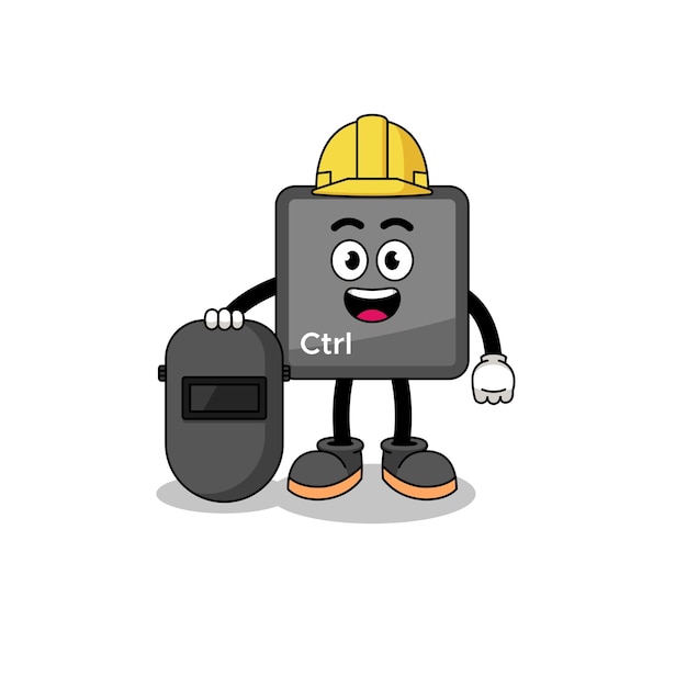 Mascot of keyboard control button as a welder character design