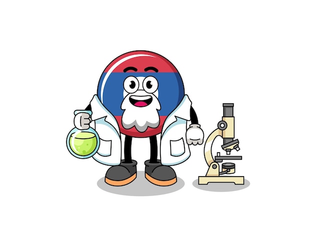 Mascot of laos flag as a scientist