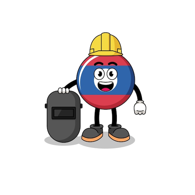 Mascot of laos flag as a welder