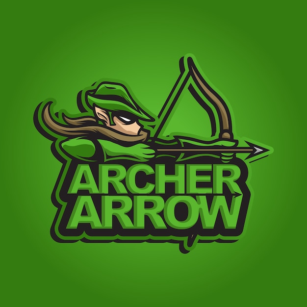 Vector mascot logo archer green arrow