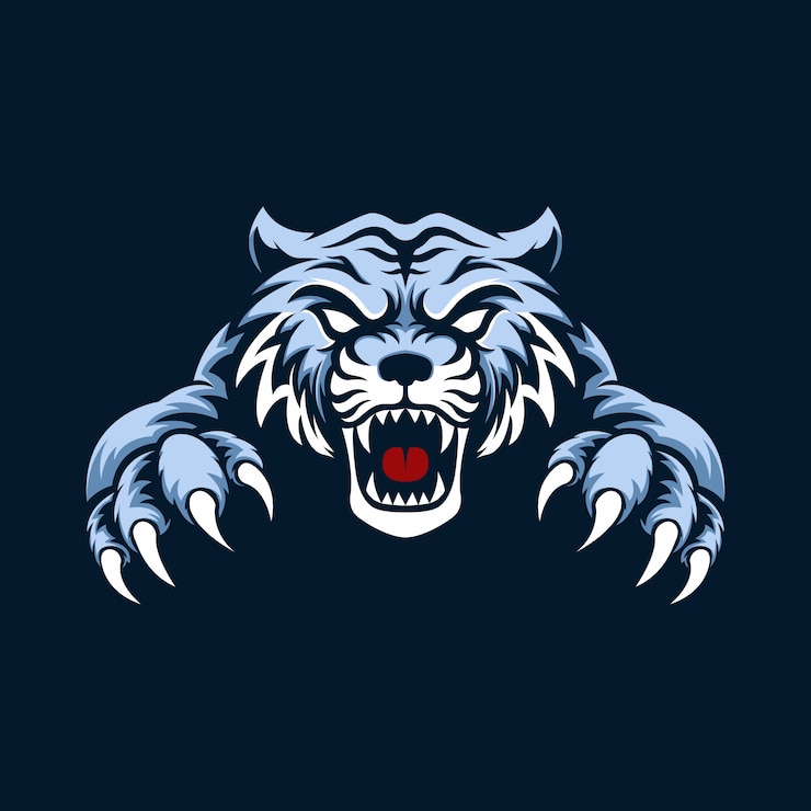Mascot Logo Blue Tiger With Background