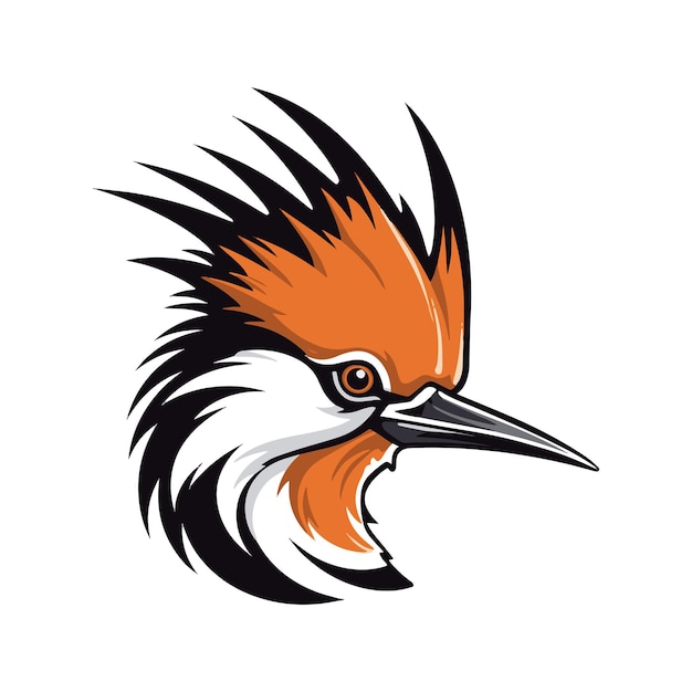 A mascot logo of hoopoe with white background