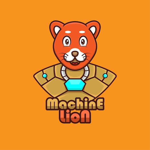 Mascot Logo Karakter leeuw machine cyborg