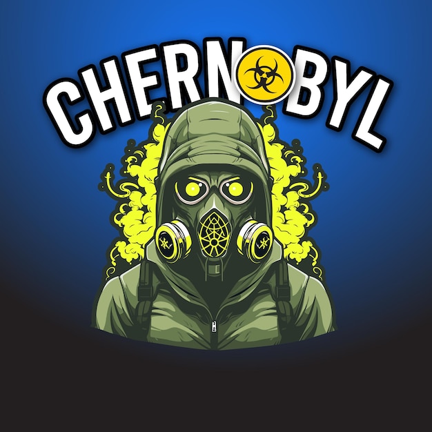 Mascot logo of mask man chernobyl