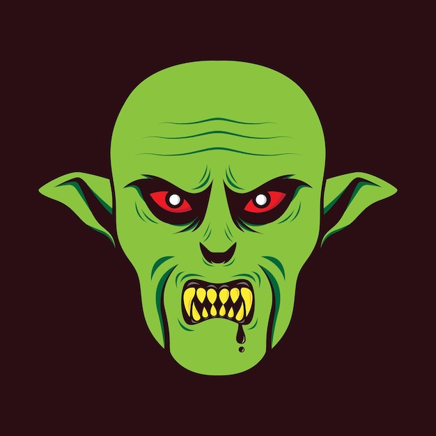 Mascot logo monster head scary goblin vector icon symbol illustration design