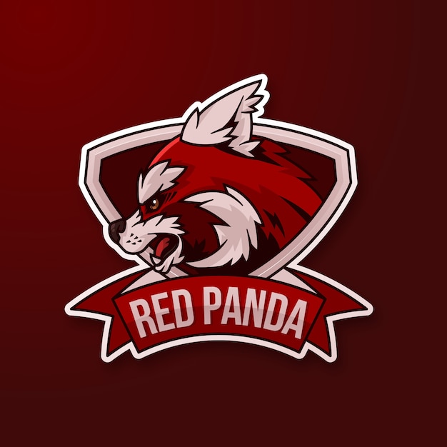 Logo della mascotte con panda rosso