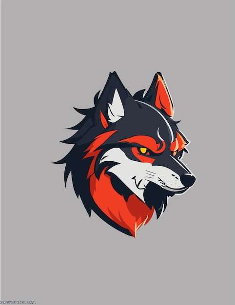 白い背景を持つオオカミのマスコットのロゴ