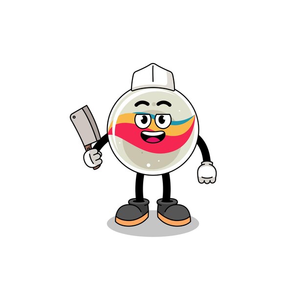 Vector mascot of marble toy as a butcher