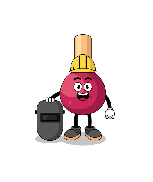 Mascot of matches as a welder