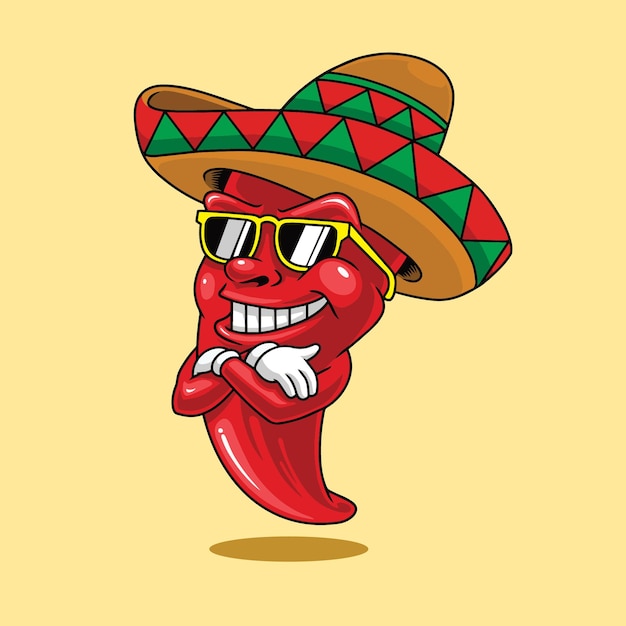 Mascotte del vettore premium dell'illustrazione del peperoncino messicano