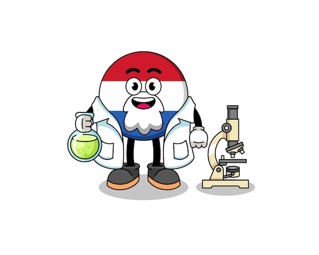 Mascot of netherlands flag as a scientist