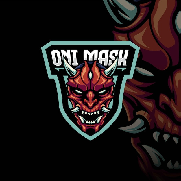 Vettore mascotte di oni mask angry adatta per il modello di logo di gioco esport