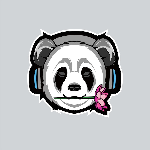 Mascot panda wearing headphone