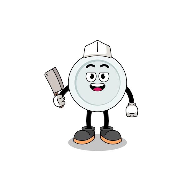 Mascot of plate as a butcher