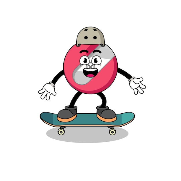 Mascot playing a skateboard