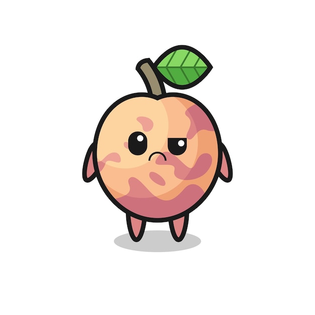 Vector the mascot of the pluot fruit with sceptical face cute style design for t shirt sticker logo element