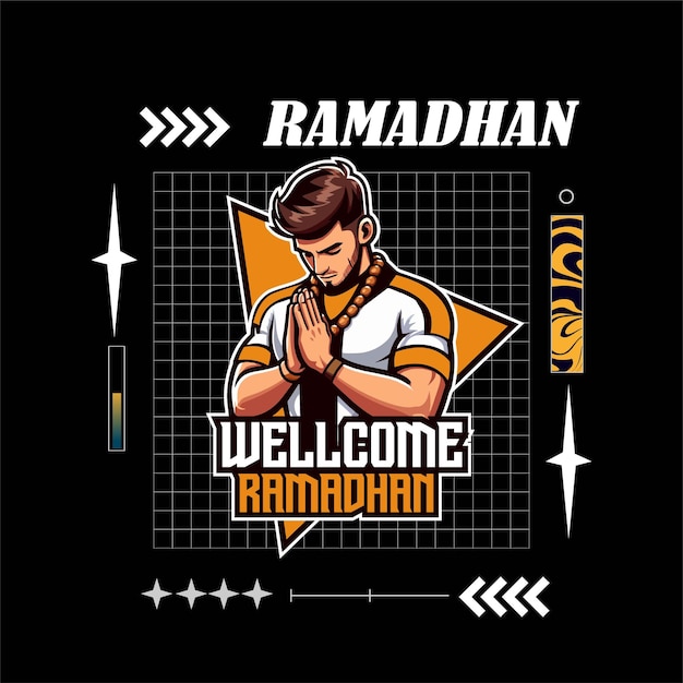 Vector mascot ramadhan with brutalism style