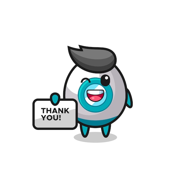 The mascot of the rocket holding a banner that says thank you , cute style design for t shirt, sticker, logo element