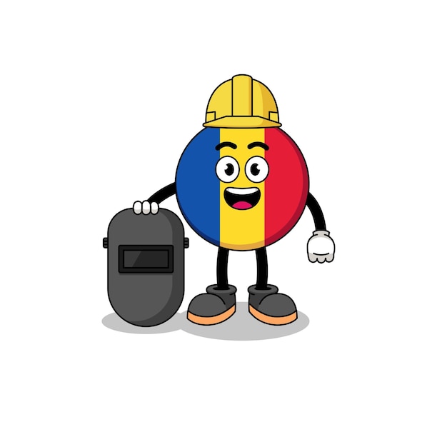 Mascot of romania flag as a welder character design