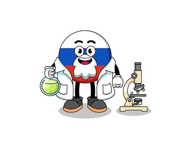 Mascot of russia flag as a scientist character design