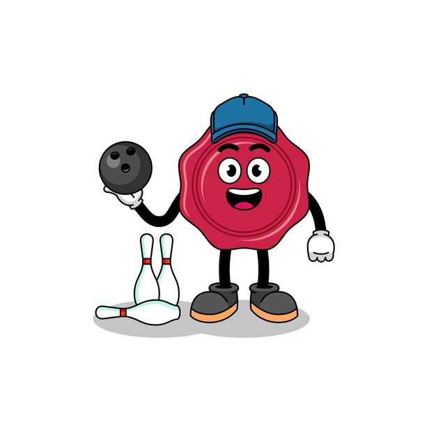 Mascot of sealing wax as a bowling player