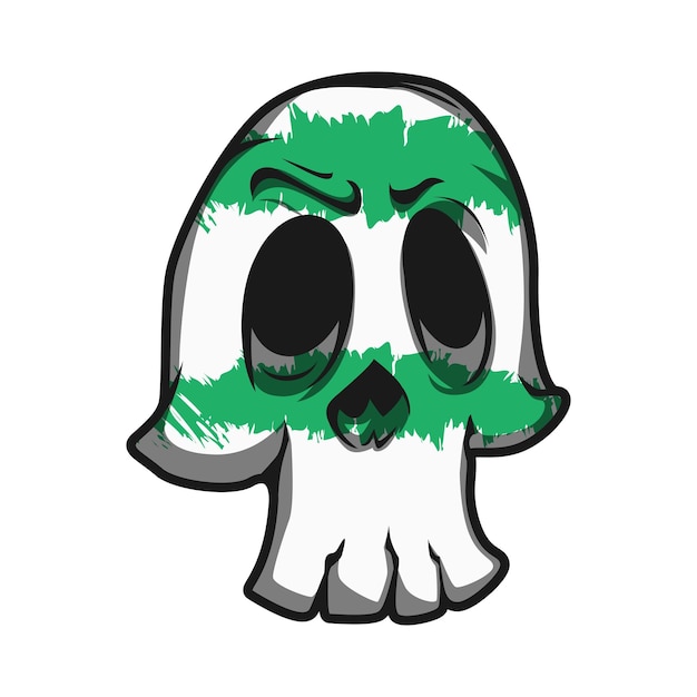 Vector mascot skull with green texture color premium vector