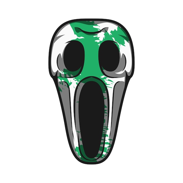 Vector mascot skull with green texture color premium vector