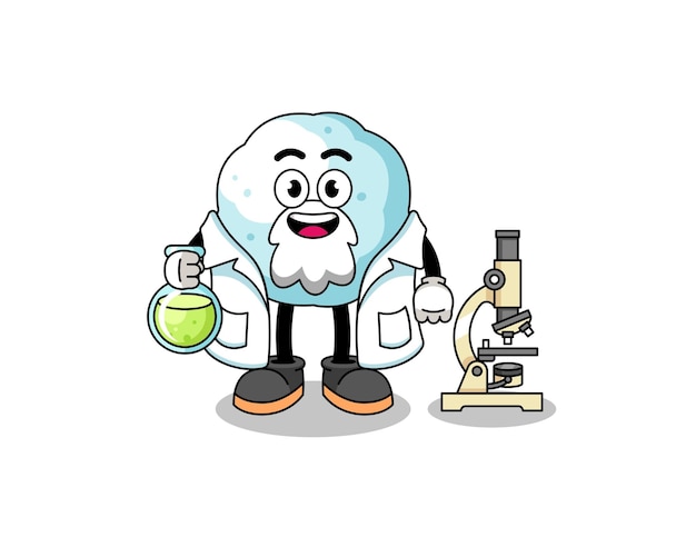 Mascot of snowball as a scientist