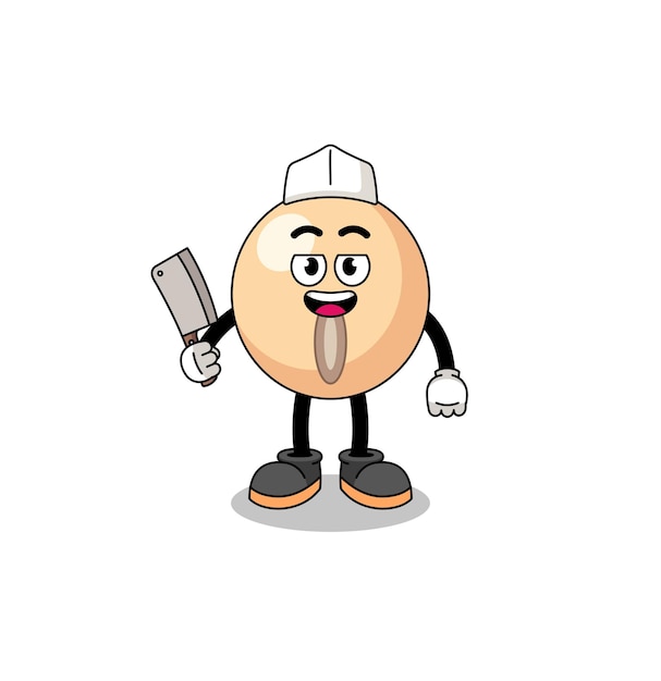 Mascot of soy bean as a butcher