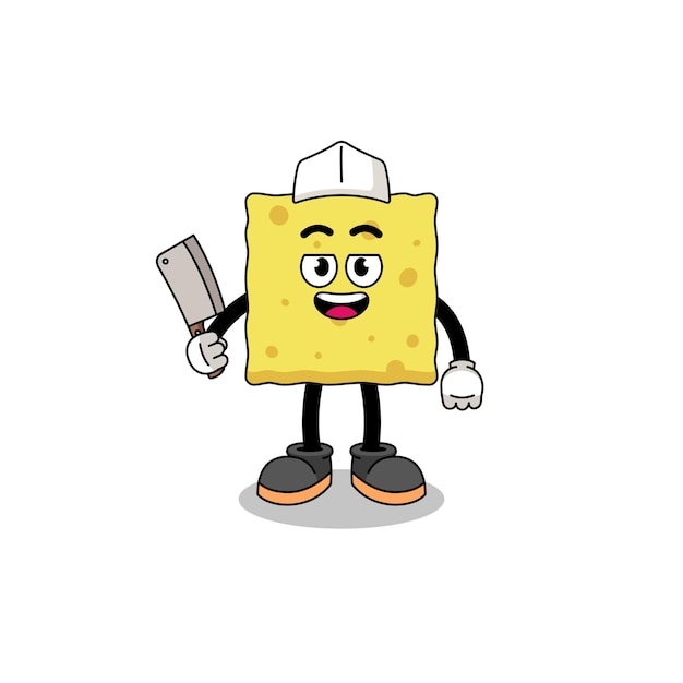 Mascot of sponge as a butcher character design