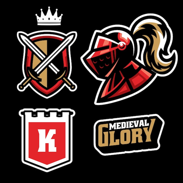Mascot Sport Logo Set van Knight Warrior