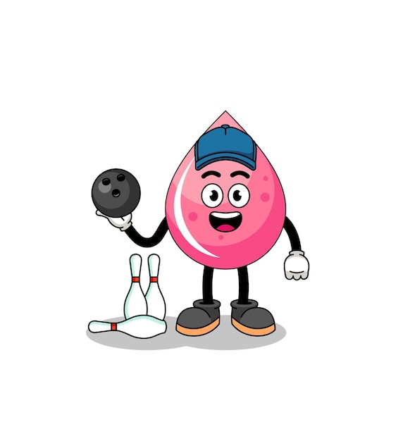 Mascot of strawberry juice as a bowling player