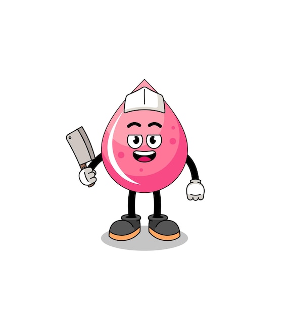 Mascot of strawberry juice as a butcher