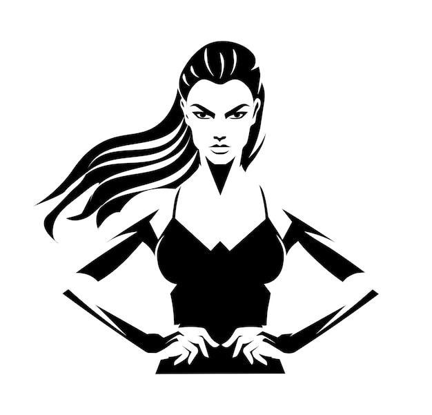 Vector mascot style logo woman strong fitness body building woman logo