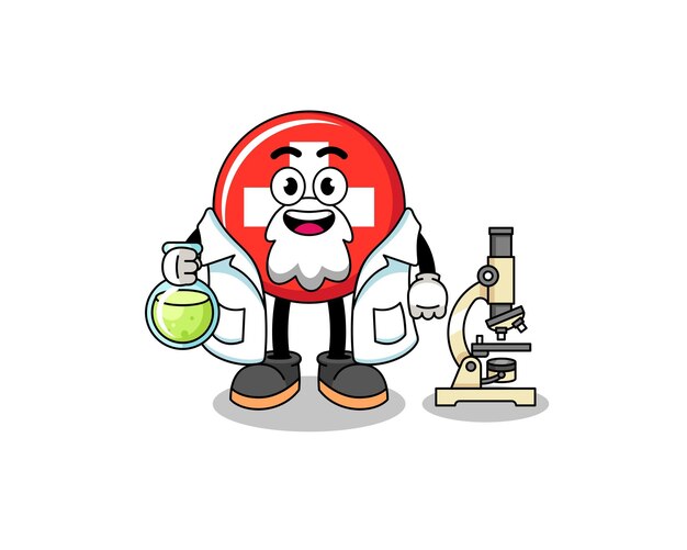 Mascot of switzerland as a scientist