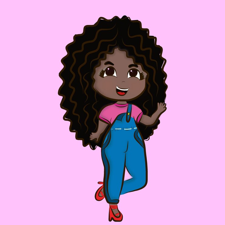 Vector mascote menina cacheada