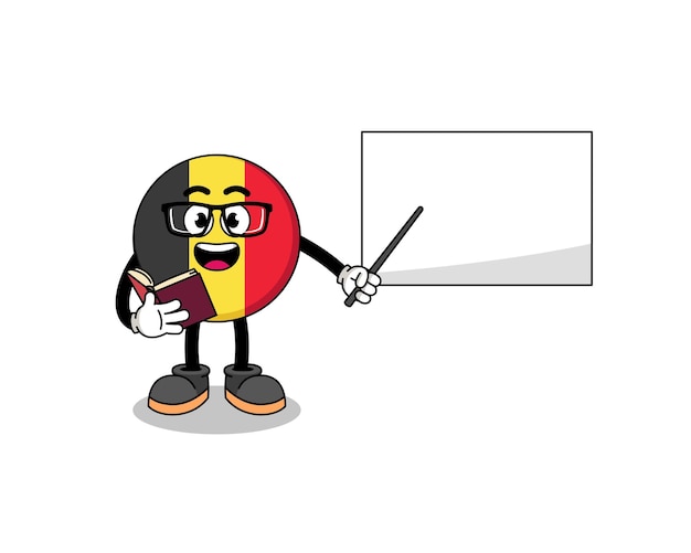 Mascotte cartoon van belgische vlag leraar