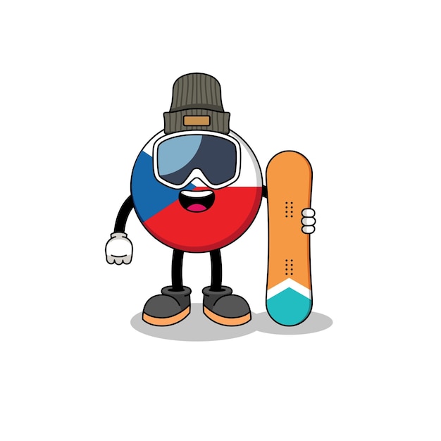 Mascotte cartoon van de tsjechische snowboarder