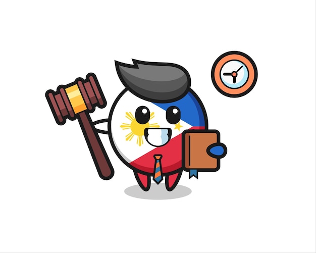 Mascotte cartoon van de vlag van de filipijnen als een rechter