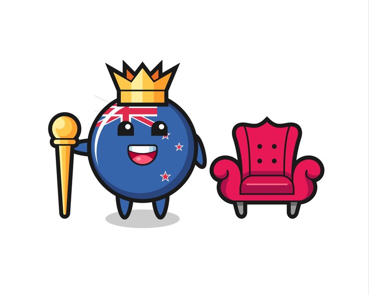Vector mascotte cartoon van de vlag van nieuw-zeeland als een koning